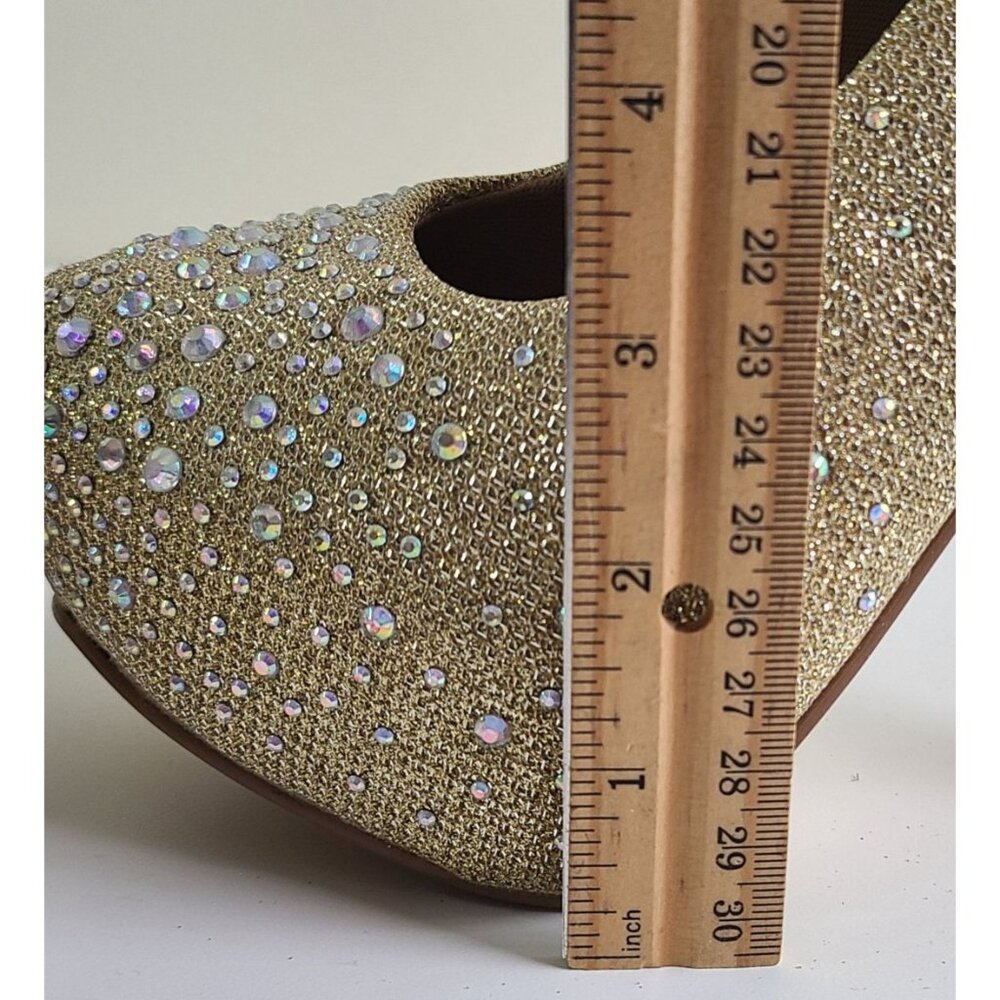Delicacy Women's Sunset Gold Glitter Rhinestone Glam High Heel Pumps Hot Fashion - Picture 12 of 13